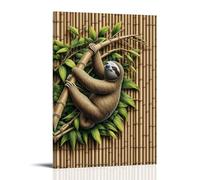 XMHMYHZJ Decorazione da parete in stile moderno, motivo: bradipo su bambù, decorazione per la casa, decorazione da parete moderna, poster artistico da appendere, 50 x 75 cm