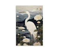 XMHMYHZJ Decorazione da parete moderna con gru bianca, elegante decorazione per la casa, decorazione da parete, poster artistico da appendere, 20 x 30 cm