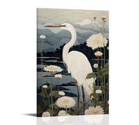 XMHMYHZJ Decorazione da parete moderna con gru bianca, elegante decorazione per la casa, decorazione da parete, poster artistico da appendere, 60 x 90 cm