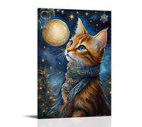 XMHMYHZJ Decorazione da parete moderna da appendere con gatto della galassia mistica, per case eleganti, poster artistico da appendere, 40 x 60 cm