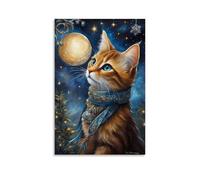 XMHMYHZJ Decorazione da parete moderna da appendere con gatto della galassia mistica, per case eleganti, poster artistico da appendere, 40 x 60 cm