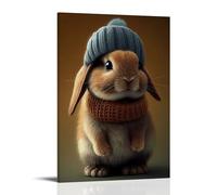 XMHMYHZJ Le immagini di animali con cappelli carini e lana sono un'ottima fonte per una decorazione da parete moderna da appendere, 50 x 75 cm