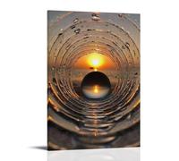 XMHMYHZJ Poster a goccia con tramonto attraverso la pipa dell'acqua che guarda l'oceano, decorazione artistica da parete, decorazione moderna, poster artistico da appendere, 60 x 90 cm