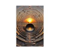 XMHMYHZJ Poster a goccia con tramonto attraverso la pipa dell'acqua che guarda l'oceano, decorazione artistica da parete, decorazione moderna, poster artistico da appendere, 60 x 90 cm
