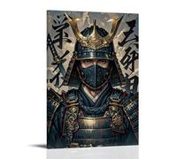XMHMYHZJ Poster a tema samurai con la grafica di un uomo in armatura, decorazione moderna da appendere, 60 x 90 cm