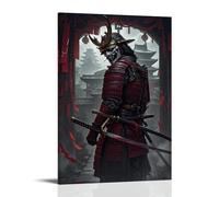 XMHMYHZJ Poster a tema samurai in un colore rosso scuro e nero con due grandi spade, decorazione artistica da parete, decorazione moderna da appendere, 40 x 60 cm