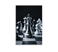 XMHMYHZJ Poster a tema scacchi con due pedine con facce al centro e un re sul lato, decorazione moderna da appendere, 30 x 45 cm