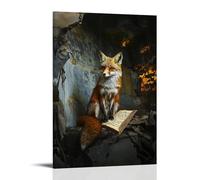 XMHMYHZJ Poster artistico da appendere alla parete con volpe ruba una pagina dai salmi e nasconde nella sua tana, decorazione moderna da appendere, 40 x 60 cm