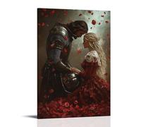 XMHMYHZJ Poster artistico da appendere alla parete, decorazione moderna, 40 x 60 cm, con scritta in inglese "A Knight Places His Helmet at Mary's Feet, Laying Down Pride before the Queen of Heaven in