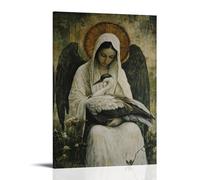 XMHMYHZJ Poster artistico da appendere alla parete, decorazione moderna da appendere, 30 x 45 cm, motivo: gru ferita riposa nel grembo di Maria mentre gli angeli portano erbe per guarire ciò che il