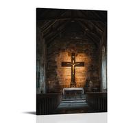 XMHMYHZJ Poster artistico da appendere alla parete, decorazione moderna da appendere, motivo: "A Choir Sings Under An Ancient Cross, their Voices Making The Text On The Chapel Walls Shimmer", 30 x 45
