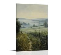 XMHMYHZJ Poster artistico da appendere alla parete, motivo: mattina nebbiosa in campagna, dipinto ad olio di campi nebbiosi e colline lontane, decorazione moderna da appendere, 20 x 30 cm