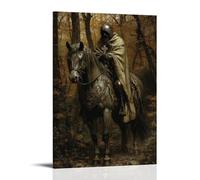 XMHMYHZJ Poster artistico da appendere alla parete, motivo: Un cavaliere dipinge una croce sulla criniera del cavallo prima della battaglia, decorazione moderna da appendere, 60 x 90 cm