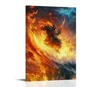 XMHMYHZJ Poster artistico da appendere con Acala cavalca un'ondata di fiamma, il suo sguardo fisso su una riva lontana della pace. Decorazione artistica da parete moderna da appendere, 60 x 90 cm