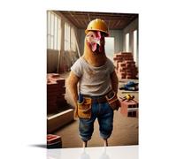 XMHMYHZJ Poster artistico da appendere con animali con cappello duro e generale in piedi con materiali da costruzione, decorazione moderna da appendere, 50 x 75 cm