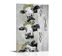 XMHMYHZJ Poster artistico da appendere con animali di tre mucche con fasce leopardate sulla testa, decorazione moderna da appendere, 50 x 75 cm