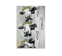 XMHMYHZJ Poster artistico da appendere con animali di tre mucche con fasce leopardate sulla testa, decorazione moderna da appendere, 30 x 45 cm