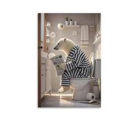XMHMYHZJ Poster artistico da appendere con animali di un orso polare sulla toilette che legge la carta, decorazione moderna da appendere, 40 x 60 cm