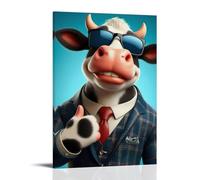 XMHMYHZJ Poster artistico da appendere con animali in abito e occhiali da sole che mostrano il pollice in su, decorazione moderna da appendere, 20 x 30 cm