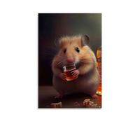 XMHMYHZJ Poster artistico da appendere con animali seduti davanti a una bottiglia e bere un drink con liquore come decorazione moderna da appendere, 20 x 30 cm