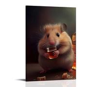 XMHMYHZJ Poster artistico da appendere con animali seduti davanti a una bottiglia e bere un drink con liquore come decorazione moderna da appendere, 20 x 30 cm
