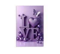 XMHMYHZJ Poster artistico da appendere con cuori e perle, per San Valentino, decorazione moderna da appendere su Facebook, 60 x 90 cm