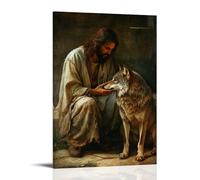 XMHMYHZJ Poster artistico da appendere con Gesù e il lupo ferito - Un miracolo della misericordia (40 x 60 cm)