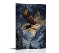 XMHMYHZJ Poster artistico da appendere con immagine di un'aquila grande aquila che trasporta i rotoli della rivelazione attraverso il cielo come montagne eco con tuono. Decorazione artistica da