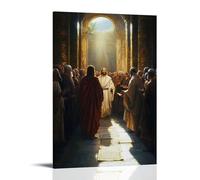 XMHMYHZJ Poster artistico da appendere con scritta "Christ in the Temple As a Youth, His Voice Clear Among Elders As Scrolls and Sunlight Surround The Moment of Wisdom", decorazione da parete, 40 x 60