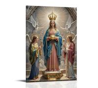 XMHMYHZJ Poster artistico da appendere con scritta in lingua inglese "The Incoronation of the Virgin, Mary Crowned by Trinity, Heavenly Golden Glow", pala d'altare gotica, decorazione moderna da