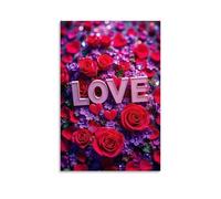 XMHMYHZJ Poster artistico da appendere con scritta "San Valentino con il farro sui fiori", decorazione moderna da appendere, 30 x 45 cm