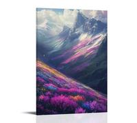 XMHMYHZJ Poster artistico da appendere con un coro di angeli in cima a una montagna e la valle sotto comincia a fiorire in onde di colore. Decorazione artistica da parete moderna da appendere, 50 x 75
