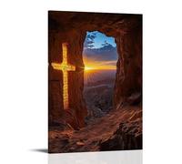 XMHMYHZJ Poster artistico da appendere con una croce scolpita in un canyon che brilla al tramonto e versi di Matthew Appear in The Shifting Light. Decorazione artistica da parete moderna da appendere