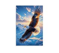 XMHMYHZJ Poster artistico da appendere con un'aquila che vola sulle nuvole e un bel cielo, decorazione artistica da parete moderna, poster artistico da appendere, 50 x 75 cm