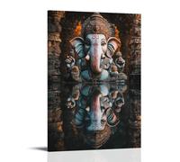 XMHMYHZJ Poster artistico da appendere in stile moderno, decorazione artistica da parete, 50 x 75 cm, in un tempio degli specchi, il riflesso di Ganesha si moltiplica, ogni immagine sorridente con
