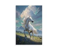 XMHMYHZJ Poster artistico da parete con animali che corrono nel campo con pecore dietro, decorazione moderna da appendere, 20 x 30 cm