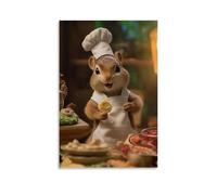 XMHMYHZJ Poster artistico da parete con animali che mangia in un'esposizione animata di cibo, decorazione moderna da appendere, 60 x 90 cm