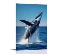 XMHMYHZJ Poster artistico da parete con animali di una balena che salta fuori dall'acqua, decorazione moderna, poster artistico da appendere, 40 x 60 cm