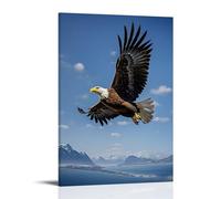 XMHMYHZJ Poster artistico da parete con animali di un'aquila che vola sulle acque del lago blu, decorazione moderna da appendere, 50 x 75 cm