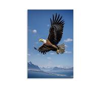 XMHMYHZJ Poster artistico da parete con animali di un'aquila che vola sulle acque del lago blu, decorazione moderna da appendere, 50 x 75 cm