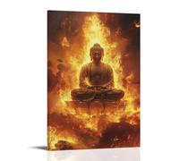XMHMYHZJ Poster artistico da parete con Buddha in un mare di fuoco, calma tra le fiamme di Samsara, decorazione moderna da appendere, 20 x 30 cm