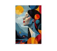 XMHMYHZJ Poster artistico da parete con donna che guarda il cielo in montagna, decorazione moderna da appendere, 50 x 75 cm