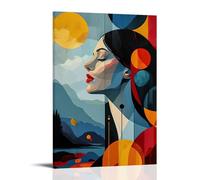 XMHMYHZJ Poster artistico da parete con donna che guarda il cielo in montagna, decorazione moderna da appendere, 60 x 90 cm