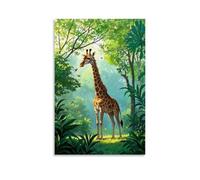XMHMYHZJ Poster artistico da parete con giraffa in piedi sotto l'ombra, decorazione moderna da appendere, 30 x 45 cm