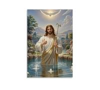 XMHMYHZJ Poster artistico da parete con il Battesimo di Cristo, Fiume Giordano, colomba divina, purezza neoclassica, decorazione moderna da appendere, 20 x 30 cm