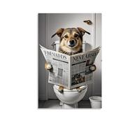 XMHMYHZJ Poster artistico da parete con immagine di un simpatico cane che guarda un giornale sulla parte superiore di una parete, decorazione artistica da appendere, poster artistico da appendere, 50