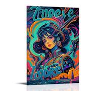 XMHMYHZJ Poster artistico da parete con immagine di una bella donna in stile graffiti, decorazione moderna da appendere, 60 x 90 cm
