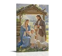 XMHMYHZJ Poster artistico da parete con la sacra famiglia con agnello, simbolo innocenza, ambientazione pastorale, decorazione moderna da appendere, 20 x 30 cm
