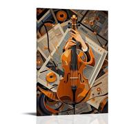 XMHMYHZJ Poster artistico da parete con musica di una chitarra sulla cima di altri strumenti, tra cui note e pianoforte, decorazione moderna da appendere, 50 x 75 cm