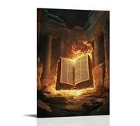 XMHMYHZJ Poster artistico da parete con scritta "A Flame in the Temple - The Bible Glow between antiche rovine", decorazione moderna da appendere, 40 x 60 cm